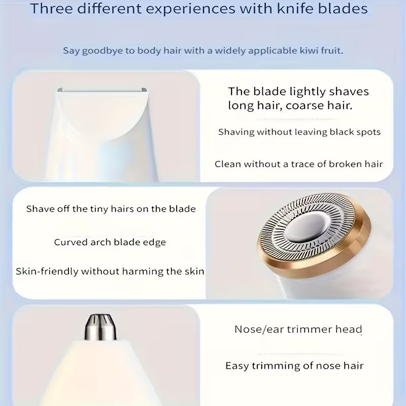 3-in-1 Electric Hair Removal Set – USB Rechargeable Trimmer for Women