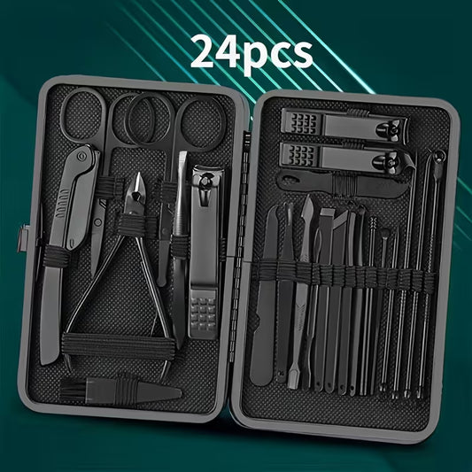 24pcs Professional Nail Clipper Manicure Set with Travel Case