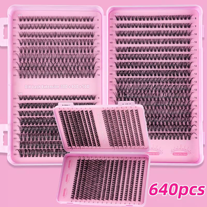 200 / 640 Clusters False Eyelashes – Russian DD Volume Lash Clusters