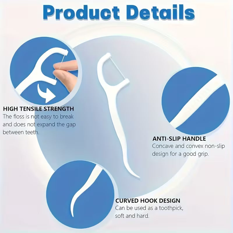 100pcs Dental Floss Sticks Set – Portable Deep-Clean Oral Care