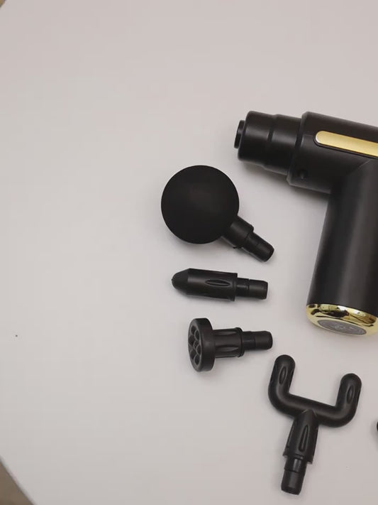 4-Attachment Deep Tissue Massager Gun – 6-Speed Adjustable, USB Rechargeable